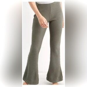 Aerie Sage Waffle Knit Flare Lounge Pants Small Long